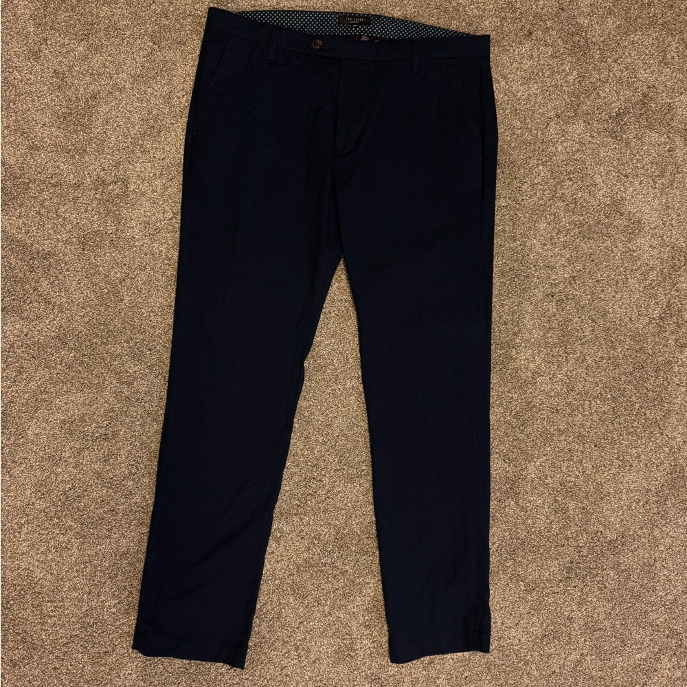 Ted Baker Men's Navy Dress Pants - Tailored Flat Front